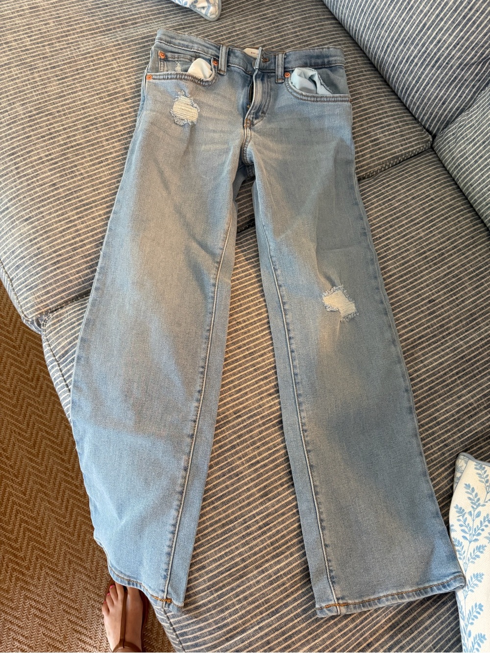 Levi's Light Blue Flare Jeans with Distressed Knees